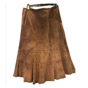 Eddie Bauer Vintage Seattle Suede Skirt Washable Leather Size 6 Brown